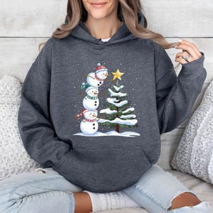 Christmas Snowman Hoodie, Cute Snowman Hoodie, Winter Hoodie, Family Holiday Hoodie, Funny Christmas Gift, Christmas Matching Hoodie image 7