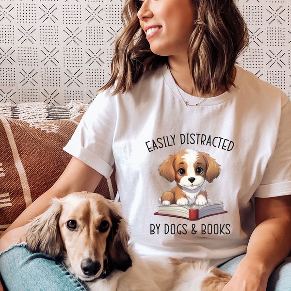 Book Lover Shirt, Dog Lovers Shirt, Dog Lover Gift, Book Lover Gift, Kids Dog Shirt, Dog Mum Gifts, Bookish Tshirt, Dog Owner Gift, Dog Tee