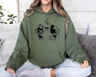 Retro Mickey and Minnie Hoodie, Disney Couple Hoodie, Valentine's Day Hoodie, Couple Matching Hoodie, Disney Family Hoodie, Honeymoon Jumper