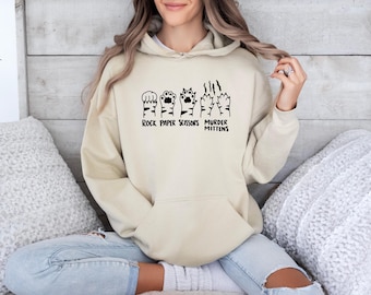 Funny Cat Hoodie, Cat Paws Hoodie, Rock Paper Scissors Cat, Sarcastic Cat Jumper, Cat Owner Gift, Cat Lover Hoodie, Cat Scratch, Cat Mum Top