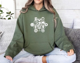 Avengers Symbol, Marvel Icons Hoodie, Marvel Fan Hoodie, Marvel Superhero Hoodie, Avengers Assemble, Movie Lovers Hoodie, Disney Fan Gift