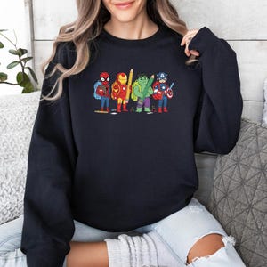Avengers Kids Sweatshirt, Marvel Characters Sweater, Superhero Sweater, Boys Birthday Gift, Spiderman, Iron Man, Kids Hulk, Captain America image 6