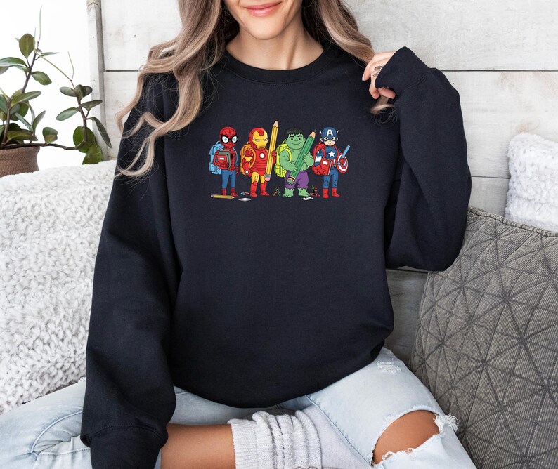 Avengers Kids Sweatshirt, Marvel Characters Sweater, Superhero Sweater, Boys Birthday Gift, Spiderman, Iron Man, Kids Hulk, Captain America image 6