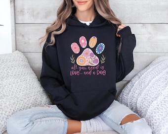 Dog Mama Hoodie, Floral Dog Paw Hoodie, Dog Mum Hoodie, Dog Owner Hoodie, Dog Lovers Hoodie, Funny Dog Hoodie, Animal Lovers Hoodie