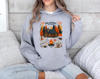 Cozy Cabin Reading Retreat Hoodie, Cozy Readers Book Society Hoodie, Fall Bookish Jumper, Gift For Book Lover, Autumn Camping Hoodie