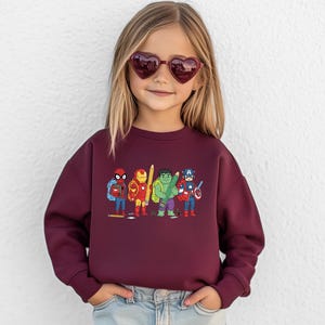 Avengers Kids Sweatshirt, Marvel Characters Sweater, Superhero Sweater, Boys Birthday Gift, Spiderman, Iron Man, Kids Hulk, Captain America image 2