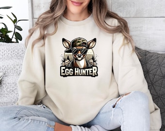 Egg Hunter Sweatshirt, Easter Sweater, Happy Easter Crewneck, Christian Apparel, Funny Easter Sweater, Easter Family Outfit, Boys Easter Top