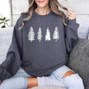 Pine Tree Sweatshirt, Evergreen Tree Sweater, Camping Sweatshirt, Travel Sweater, Gift for Nature Lover, Unisex Hiking Top, Forest Sweater image 2