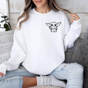 The Mandalorian Sweater, Grogu Sweatshirt, Star Wars Sweater, Baby Yoda Sweater, Baby Alien Top, Pocket Yoda Sweater, Movie Lovers Sweater image 3