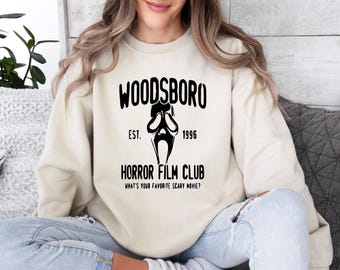 Woodsboro Sweatshirt, 90s Horror Movie Sweater, Horror Film Club Sweater, Scary Halloween Sweatshirt, Horror Sweatshirt, Spooky Season Top