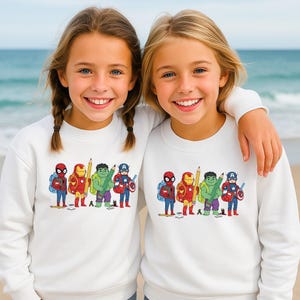Avengers Kids Sweatshirt, Marvel Characters Sweater, Superhero Sweater, Boys Birthday Gift, Spiderman, Iron Man, Kids Hulk, Captain America image 3