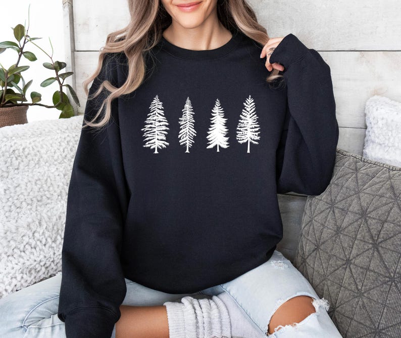 Pine Tree Sweatshirt, Evergreen Tree Sweater, Camping Sweatshirt, Travel Sweater, Gift for Nature Lover, Unisex Hiking Top, Forest Sweater image 4