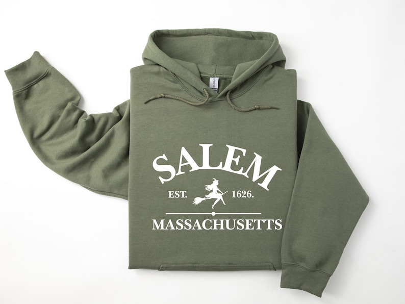 Salem Massachusetts Hoodie, Salem Witches Jumper, Witch Hoodie, Women Halloween Jumper, Girly Halloween Gift, Halloween Party, Salem Hoodie image 1