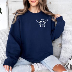 The Mandalorian Sweater, Grogu Sweatshirt, Star Wars Sweater, Baby Yoda Sweater, Baby Alien Top, Pocket Yoda Sweater, Movie Lovers Sweater image 6