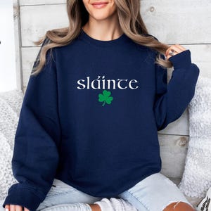 Cute Slainte Sweatshirt, St Patrick's Day Sweater, St Paddy's Day Crewneck, Saint Patricks Day Gift, Shamrock Sweatshirt, Irish Sweater Gift image 3
