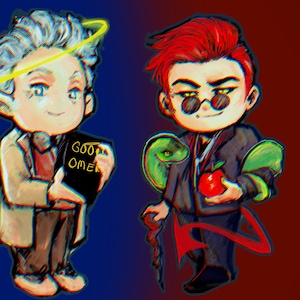 Dobre Omeny Aziraphale i Crowley Akrylowe Charmsy (PREORDER)