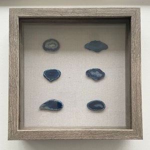 Semi Precious Stones in Shadowbox Picture Frame (Blue Agate in Shadowbox picture frame) 10 x 10