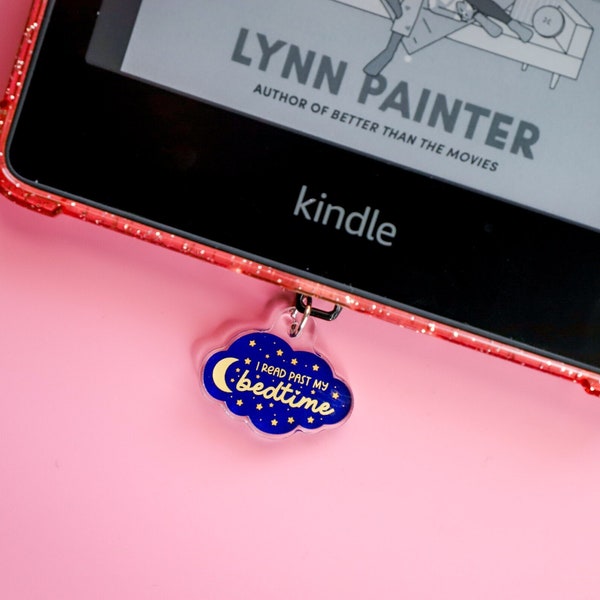 I Read Past My Bedtime Kindle Charm, USB Charm Kindle Charm, Acyrlic Charm, Phone Charm, Kindle Accessories, Bookish Gifts, Ipad Charm