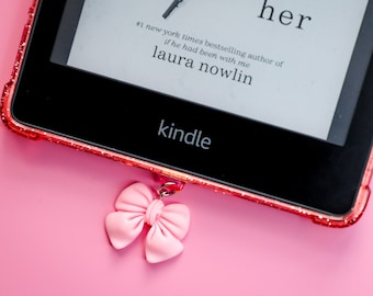 Pink Bow Kindle Charm, USBC Charm Kindle Charm, Phone Charm, Kindle Accessories, Bookish Gifts, Ipad Charm