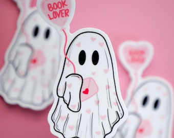 Book Lover Sticker, Book Lover Ghost Sticker, Cute Book Ghost Sticker, Ghost Reading Sticker, Bookish Stickers, Bookish Gift