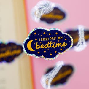 Sticker J'ai lu après mon coucher, Sticker Kindle, cadeau pour amoureux des livres, Sticker pailleté, cadeau lecteur, Sticker lecteur