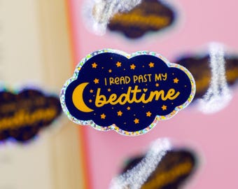 I Read Past My Bedtime Sticker, Kindle Sticker, Book Lover Gift, Glitter Sticker, Reader Gift, Reader Sticker