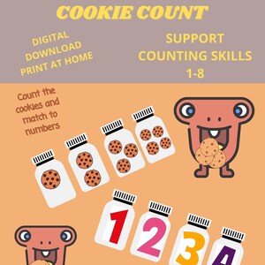 Cookie Counting-Support counting skills 1-8 - Early Learning counting and numbers