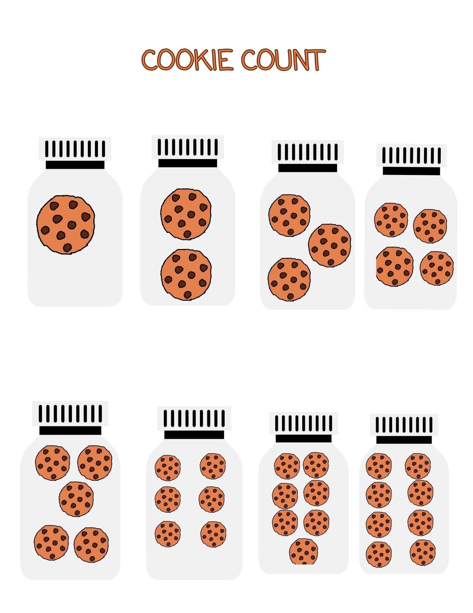 Cookie Counting-support Counting Skills 1-8 Early Learning Counting and ...