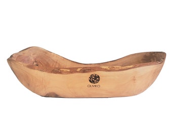 OLIVIKO 100% Handmade Olive Wood Bread, Fruit Serving Basket