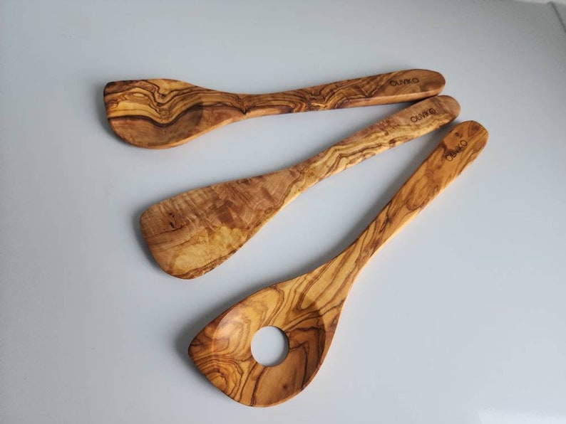 OLIVIKO Handmade Olive Wood Utensils Kit of 5 Utensils 1 Etsy