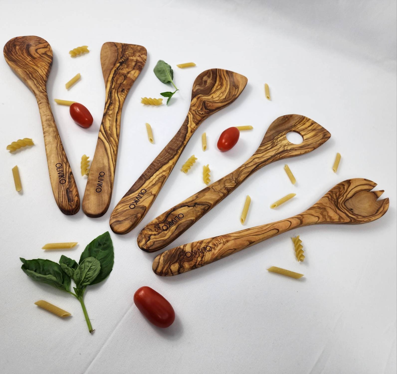 OLIVIKO Handmade Olive Wood Utensils Kit of 5 Utensils 1 Etsy