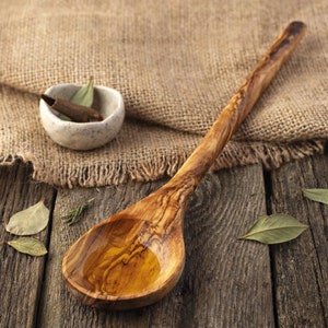 OLIVIKO Handmade Olive Wood Utensils Kit of 5 Utensils 2 Spatula 3 Spoon 100% Olive Wood image 7