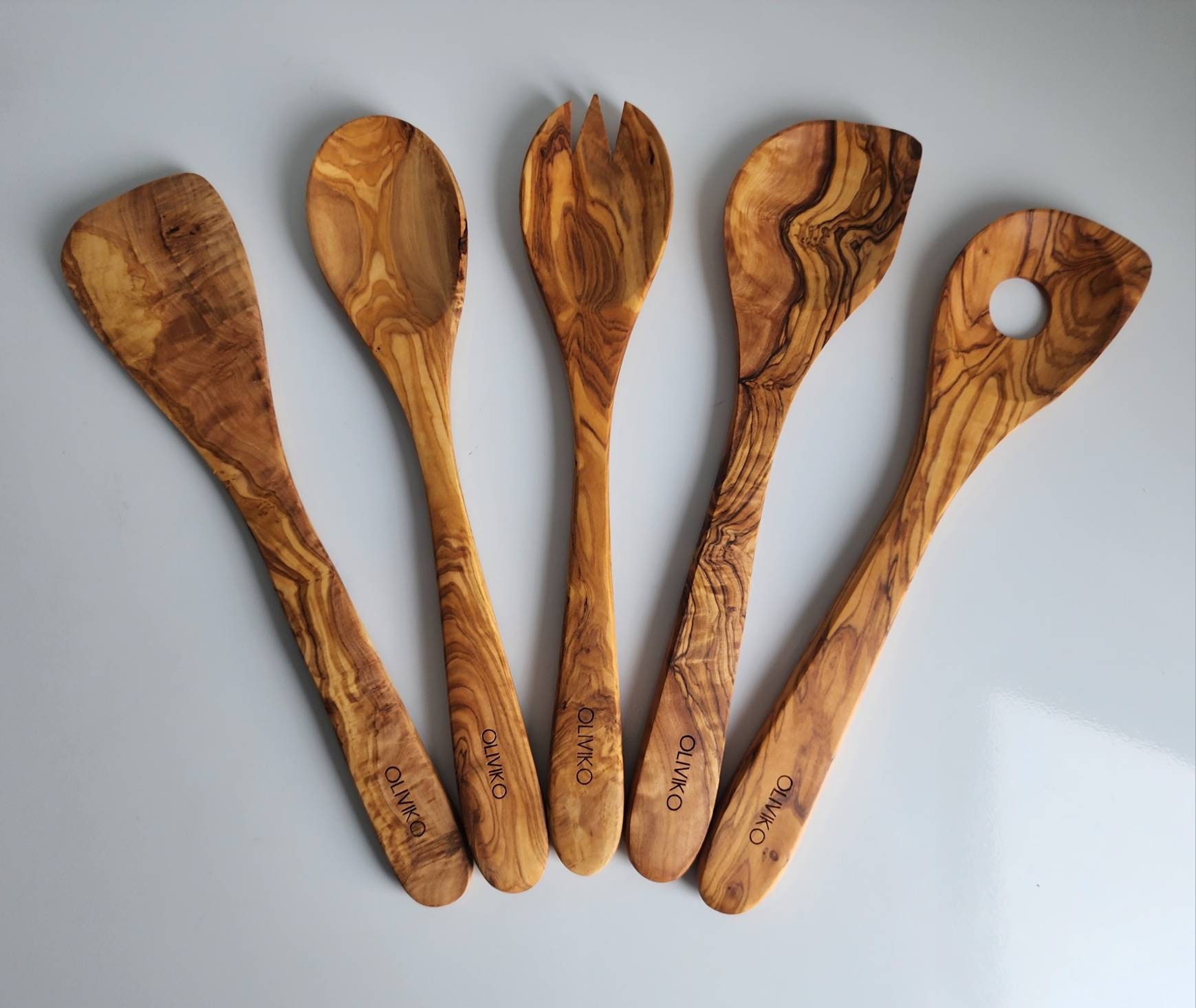 OLIVIKO Handmade Olive Wood Utensils Kit of 5 Utensils 1 Etsy