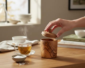 蓋付きヴィンテージ木製ジャー、天然白樺樹皮、丸型樹皮収納ボックス