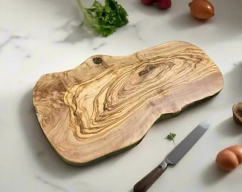 OLIVIKO Olive Wood Cutting Board – Handmade Solid Wood Chopping Board, Serving & Steak Board, Natural Kitchen Decor