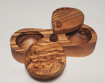 OLIVIKO Handmade Olive Wood Salt and Pepper box