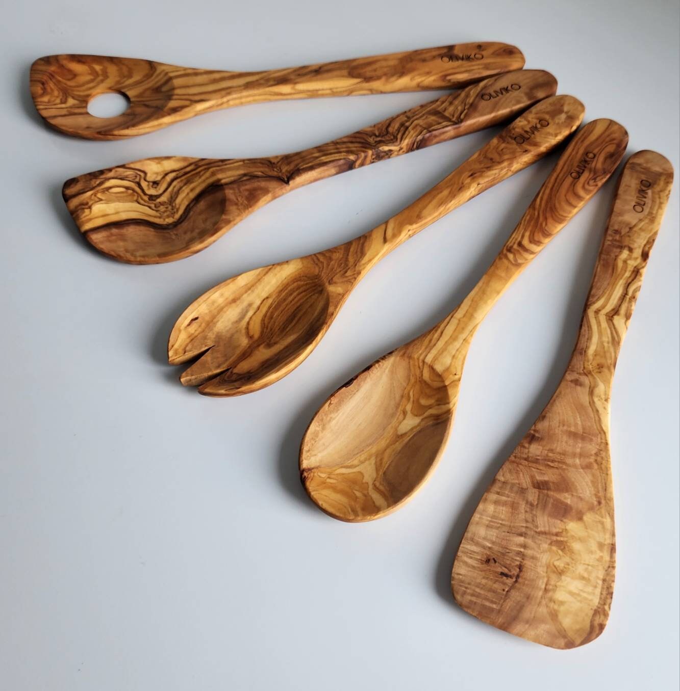 OLIVIKO Handmade Olive Wood Utensils Kit of 5 Utensils 1 Etsy