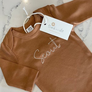 Custom Personalized Hand-Embroidered Long Sleeve Bodysuit image 1