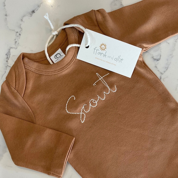 Custom Personalized Hand-Embroidered Long Sleeve Bodysuit