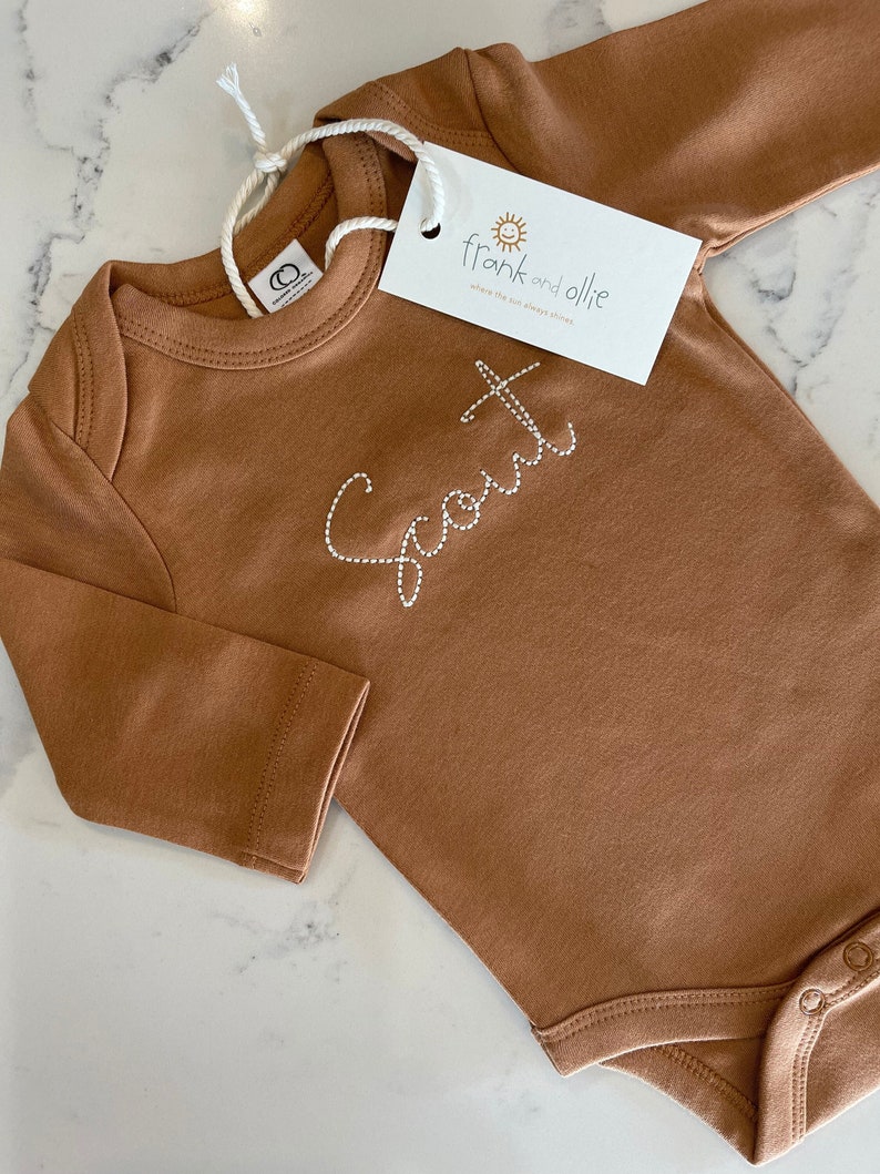 Custom Personalized Hand-Embroidered Long Sleeve Bodysuit image 1