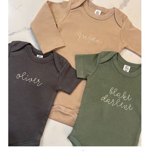 Custom Personalized Hand-Embroidered Long Sleeve Bodysuit image 8