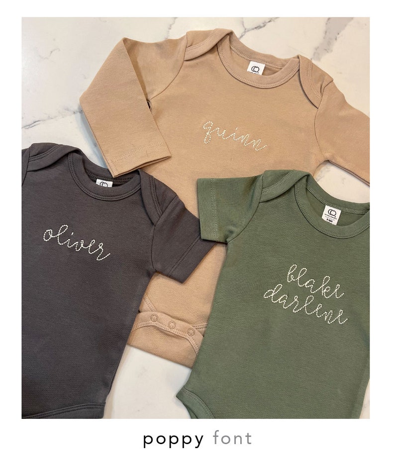 Custom Personalized Hand-Embroidered Long Sleeve Bodysuit image 8