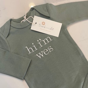 Custom Personalized Hand-Embroidered Long Sleeve Bodysuit image 4