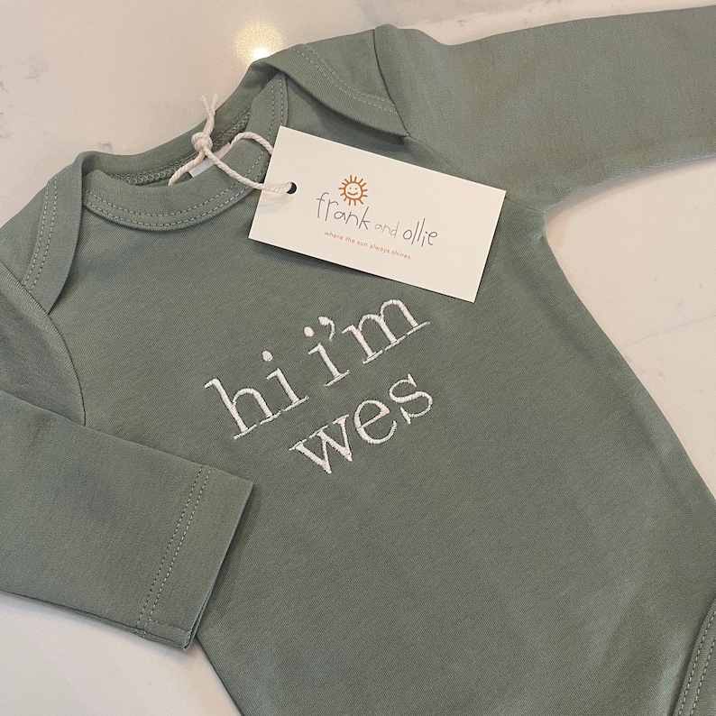 Custom Personalized Hand-Embroidered Long Sleeve Bodysuit image 4