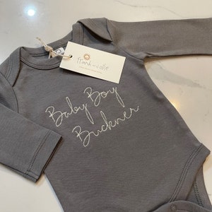Custom Personalized Hand-Embroidered Long Sleeve Bodysuit image 2