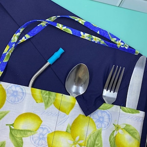 Eco-friendly fabric utensil wrap/travel cutlery holder/roll