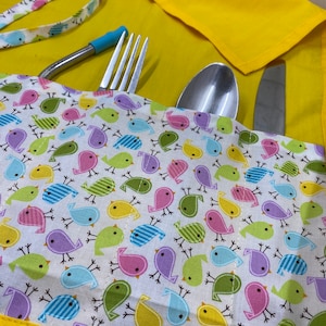 Eco-Friendly fabric utensil wrap/travel cutlery holder/roll