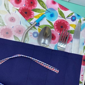 Eco-friendly fabric utensil wrap/travel cutlery holder/roll