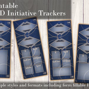 DnD Printable Initiative Trackers, Celestial Style Combat Trackers, Dungeons and Dragons Cheat Sheets