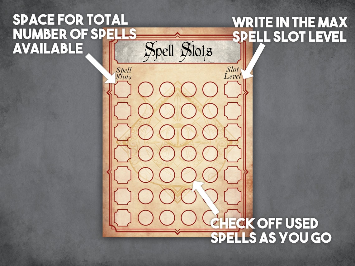 Dnd Warlock Spell Slot Tracker Cards Instant Download and Etsy